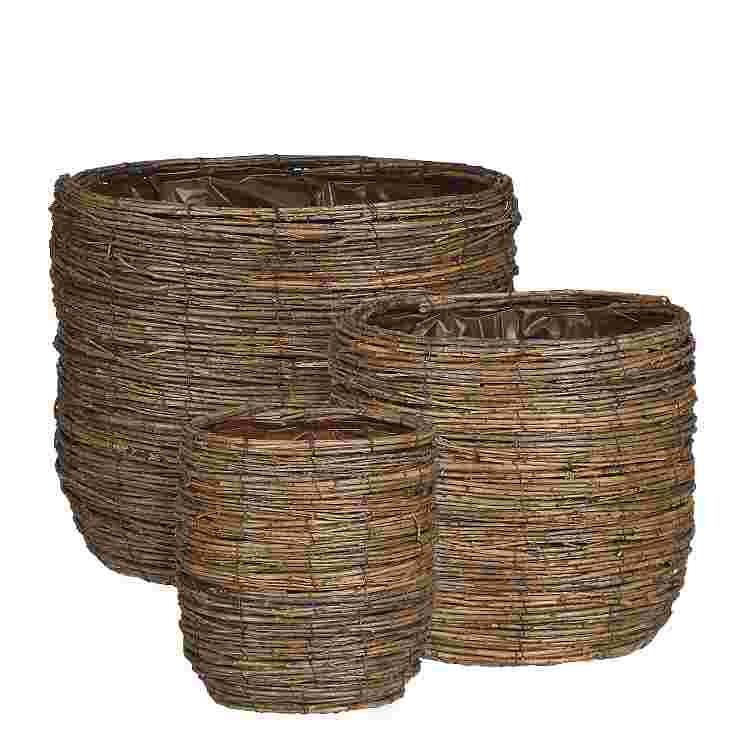 Cargo maceta redondo marron set of 3 